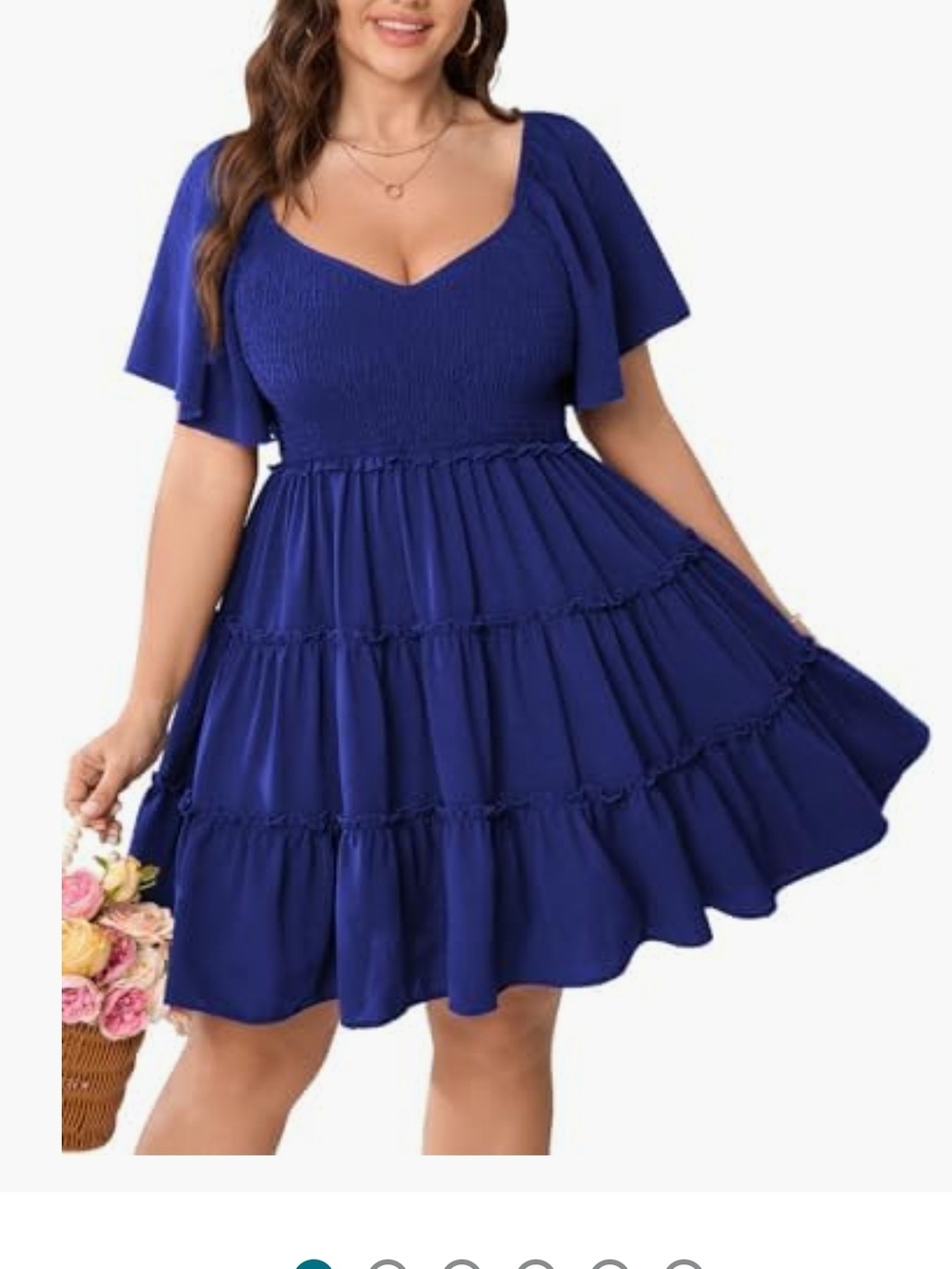 NEW NWT She Starr Plus Size Royal Blue Smocked Tiered Mini Dress Sz 4XL(24)